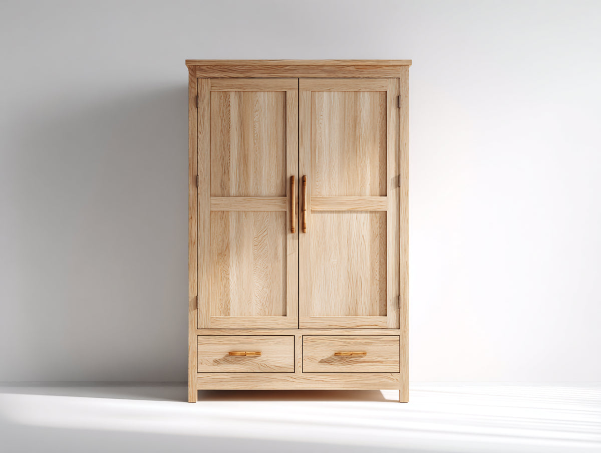 Armarios de madera 110 x 55 x 190 cm - madera natural - diseño clásico con 2 puertas y 2 cajones