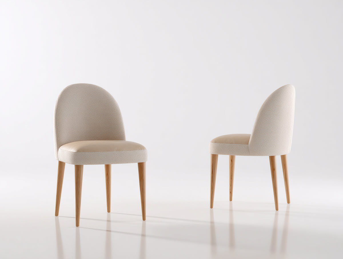 Sillas de comedor tapizadas 50x55x86 cm - Beige - Patas de madera diseño moderno