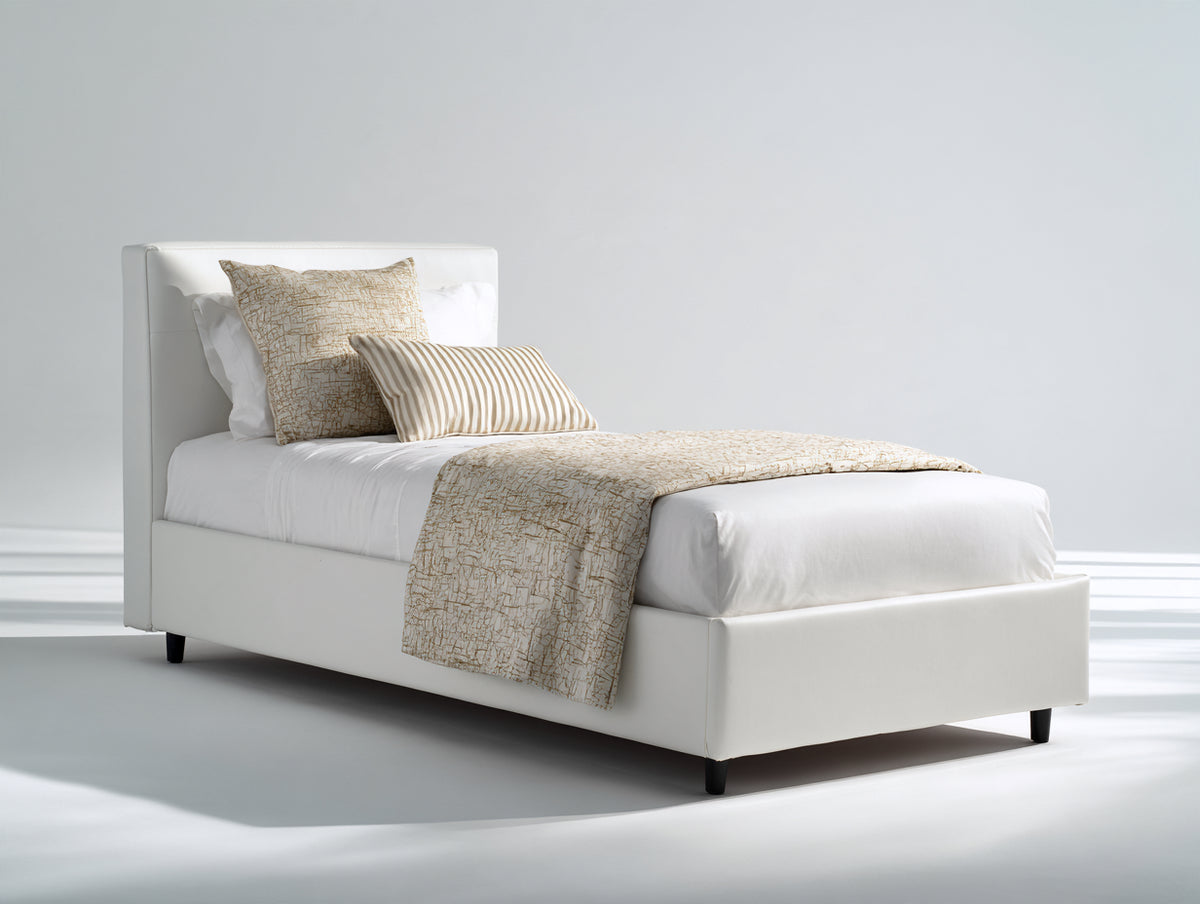 Camas individuales tapizadas 210x100x95 cm - blanco - diseño moderno con cabecero liso